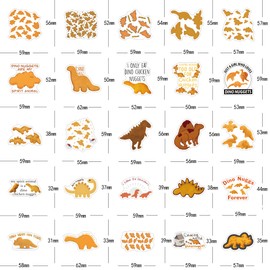 61Pcs Dino Nugget Stickers Pack, Aesthetic Vinyl Waterproof Stickers for Water Bottle,Skateboard,Laptop,Phone,Journaling,Scrapbooking Decals Gifts for Kids Teens Adults for Party Supply Reward…