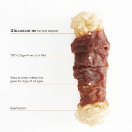 Jungle Calling Beef Tendons for Dogs, Duck Wrapped Tendons Dog Chews Long Lasting Hip and Joint Supplement for Dogs with Glucosamine (Knotted Bone)