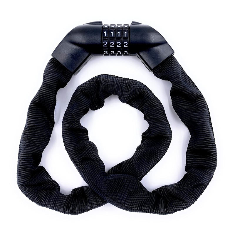 Bosvision 4-Digit Combination Steel Chain Padlock for Bicycle, Motorbike, Scooter.