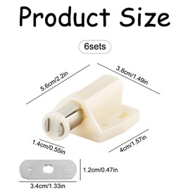 Thyonta 6 Set Automatic Soft-Close Drawer Magnet Press-Activated Wardrobe Silent Door Catch Bounce Mechanism with Strike for Cabinet Cupboard Room Kitchen Bathroom (White)