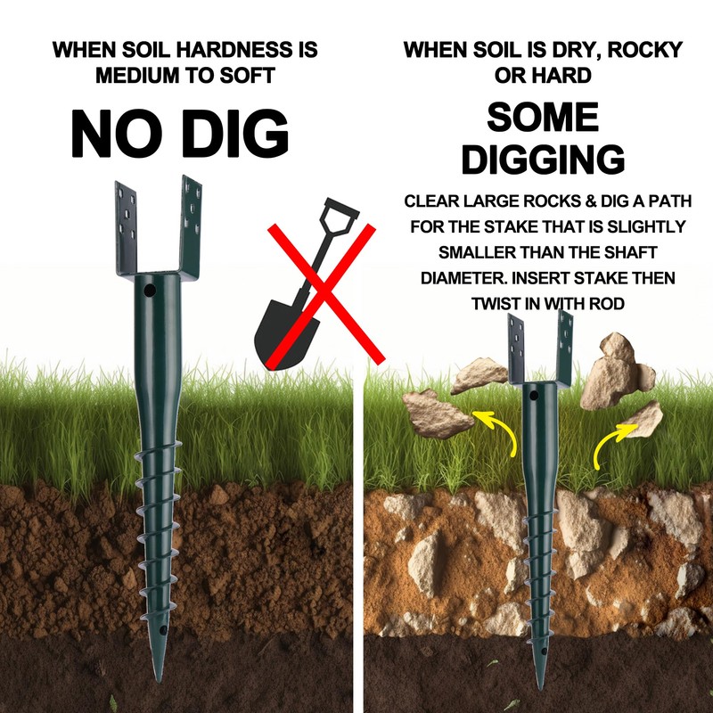 No Dig Ground Screw Anchor Spike – 27 inch U