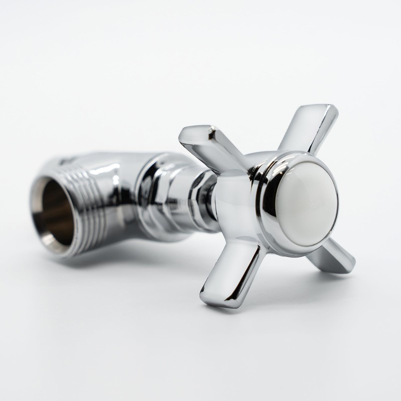 VANCOCO Angled Traditional Radiator Valve (Pair) - Traditional Chrome Radiator
