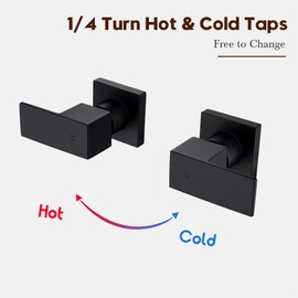 Decaura Square Shower Mixer Taps Wall Top Assemblies 1/4 Turn Twin Bath Faucets