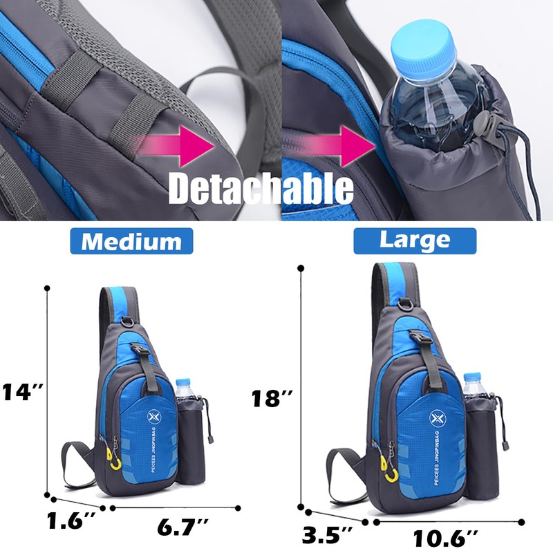 Peicees Unisex Chest Crossbody Sling Backpack Bag Travel Bike Gym