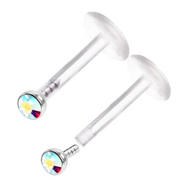 KJM Fashion Surgical Steel Labret Monroe 0.8 mm 20 g Lip Earrings Pack of 2, Acrylic