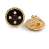 17mm Gold Tone Black/Red Enamel Faux Pearl Button Clip On