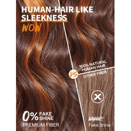 GORGIUS Ginger Orange Highlight Wigs Glueless Loose Wave Ombre Wig Pre Plucked Lace Frontal Wigs 24 Inch Long Wavy Wigs Premium Fiber & Remy Human Hair Blend