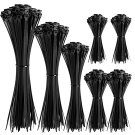 Cable Zip Ties,600 Packs Self-Locking Nylon CableTies Assorted Sizes 4+6+8+10+12-Inch,Multi-Purpose Wire Management Ties,Zip Wire Tie Perfect for Home,Garden Trellis,Office,Garage and Workshop(Black)