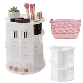 Organizador de maquillaje giratorio, caja de cosmeticos con niveles colores incluye obsequio (WH)