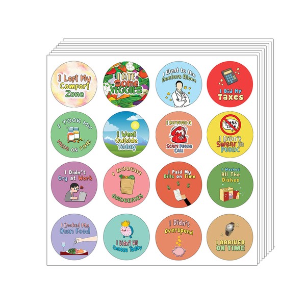 Creanoso Cute Adulting Stickers (10-Sheet) - Assorted Designs for Children - Classroom Reward Incentives for Students - Stocking Stuffers Party Favors & Giveaways for Teens & Adults