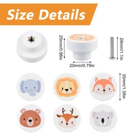 MOROBOR White Wooden Drawer Knobs, 6PCS Animal Pattern Decorative Knobs Boho Cabinets Knobs Pulls with Screws Single Hole Knobs for Drawer Dresser Cupboard Wardrobe(1.38 Inch/35mm)