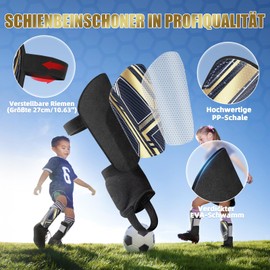 Children's Football Shin Pads - Test Angel Certified Shin Pads for Football with Ankle Protection, Shin Pads Football with Long Straps, Boys and Girls