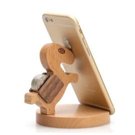 Creative Mobile Phone Toma Back With Coin Beech Wood Lazy Phone Holder Custom Letteringcolor: 20Style, Device fix mode: Lay Flat
