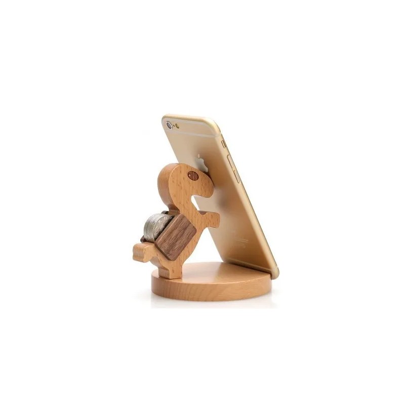 Creative Mobile Phone Toma Back With Coin Beech Wood Lazy