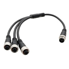 HangTon M12 4-pin T-Code Power Splitter Cable, 1 Male to 3 Female Connector for Turck Electrical Distribution Control Application Cognex 3D-A5000 Camera Sensor, 60V 12A, 30cm