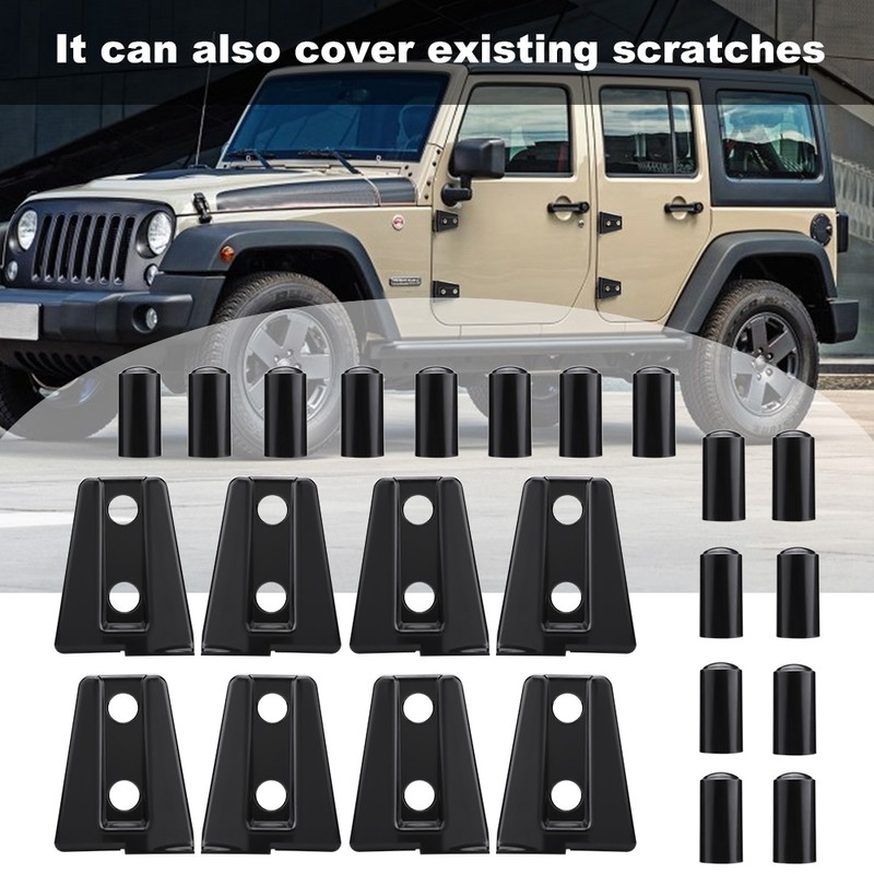 8pcs Black Car Door Hinge Cover Trim for Jeep Wrangler