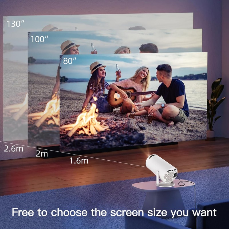 [Built-in Apps] Mini Projector with WIFI 6 and Bluetooth, 4K