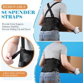 KOPUREY Back Support Belt with 2 Removable Suspender Straps, Back Posture Corrector for Heavy Lifting Safety Protector, Work Back Brace for Men Women in Construction, Warehouse Jobs X-Large