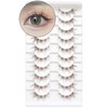10 Pairs Brown Lashes Clear Band Brown Manga Lashes Japanese