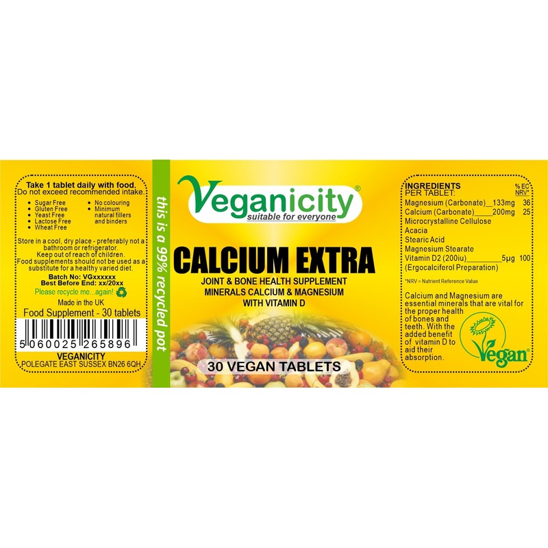 Veganicity Calcium Extra : Joint & Bone Health Supplement :