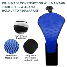 FINGER TEN Golf Club Head Covers Woods Hybrids 1/2/3/4 Pack, Headcovers Men Women 3 5 7 X with Interchangeable Number Tag, Fit All Wood Hybrid Clubs (1 Pack-Blue Hybrid Cover)
