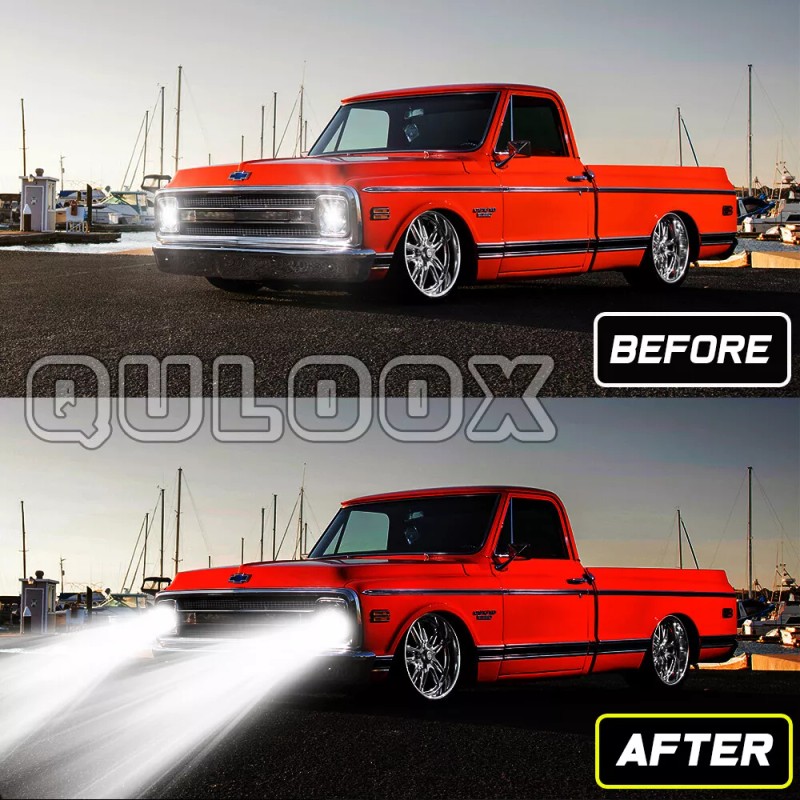 QULOOX Pair 7" Inch Round LED Headlights DRL for Ford