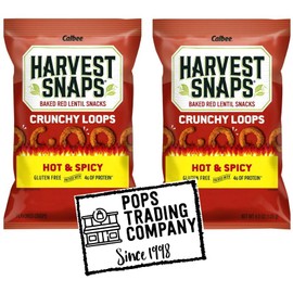 POPS TRADING COMPANY Since 1998 Baked Red Lentil Snack Hot & Spicy 2 Pack 2.5 ounce Gluten Free 4g of Protein