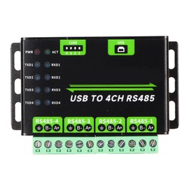 Industrial USB to 4CH RS485 Converter, Onboard TVS, Resettable Fuse, 120R Resistor, Aluminum Alloy Case, for OS X Laptop, fpr Linux, Win 11, 10, 8.1, 8, 7,