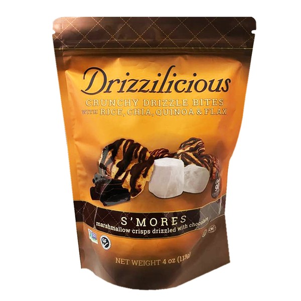 Drizzilicious Crunchy Drizzle Bites with Rice, Chia, Quinoa & Flax 4oz (Pack of 2) (S'mores)