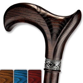Asterom Walking Cane - Handmade, Ergonomic, Canes for Men - Wooden Walking Sticks for Seniors, Unique, Cool (Walnut, 34 Inches)