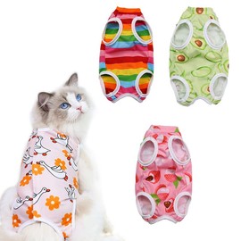 UgyDuky 4 PCS Cat Recovery Suits Breathable Kittens Recovery Clothes Cats Polyester Surgery Suits E-Collar Alternative for Cats and Dogs Abdominal Wounds Skin Diseases (Small)