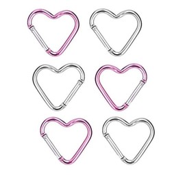 6 PCS Silver&Pink Lovely Heart Clip Keychain, Star Carabiner Heart Shaped Backpack Clips Key Ring Clip for Holder Snap