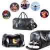 Leather Travel Bag with Shoe Pouch, Waterproof Weekender Overnight Bag,