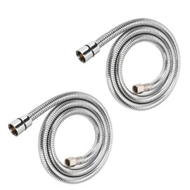 LukLoy 2 Pack Stainless Steel Shampoo Bowl Hose, 1/4" Thread Water Pipe to 1/2" Thread Sprayer Head for Barber Shop & Salon Sink Replacement Part for Shampoo Bowl Faucet and Sprayer, 47" Long