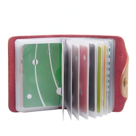 GERIINEER Women's Men's Leather Credit Card Holder – 20 Cards, brown, Classic