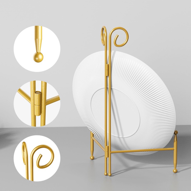 HOPEME Plate Stand 6 Inch 1-Pack, Gold Easel Display Stand