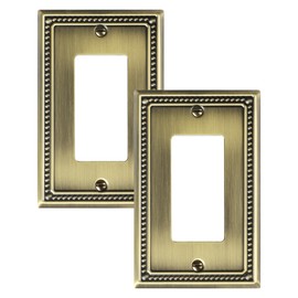 TREEWELL 2-Pack Decorator Outlet Cover Plate, Decorative Switch Plates and Outlet Covers, Antique Brass Metal Wall Plates for Electrical Outlets, Receptacle, GFCI Outlet, Dimmer Switch