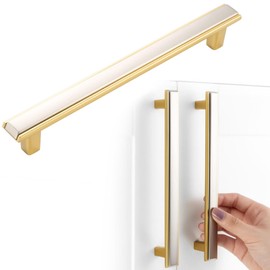 BEROSSA Nickel and Gold Cabinet Pulls Brushed Nickel and Gold Kitchen Cabinet Handles, 10 Pack 6-1/4 Inch, 2281 Two Tone Hardware for Cabinets Drawers Bedroom Dresser Cupboard Bathroom Vanity