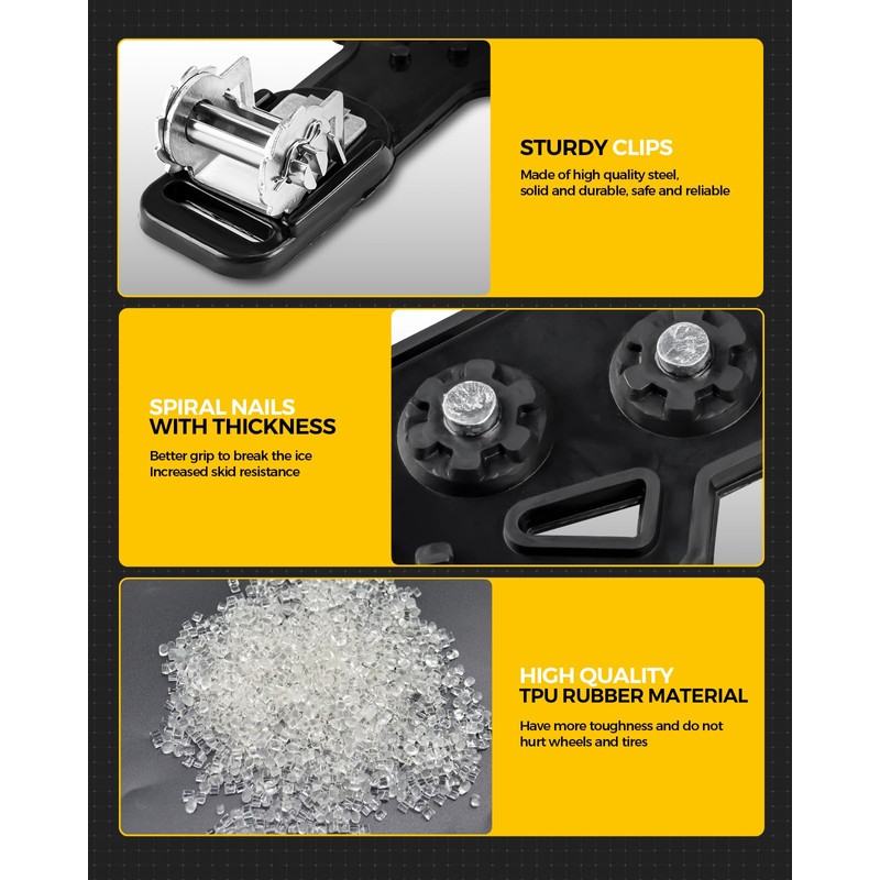 KYX Tire Chains for Car/SUV/Pickup Truks, Adjustable Universal Emergency Snow