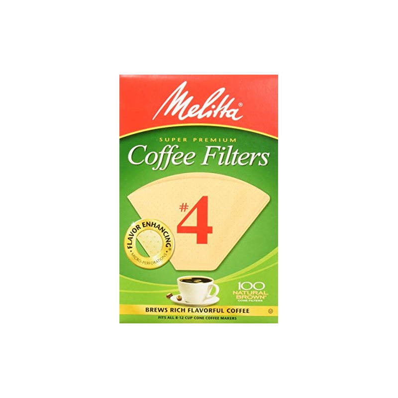 Melitta M4 Cone Coffee Filters Natural, 100 Count, Brown