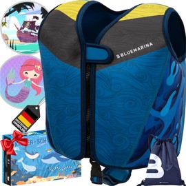 Bluemarina Life Jacket for Children, Various Sizes from Toddler to Baby, Learning to Float, Swimming Aid, Swimming Armbands, Swimming Ring, Swimming Vest for Children from 1-9 Years (Laguna, L)