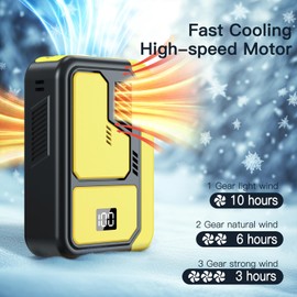 Kukiwhy Mini Ventilator Akku mit 3 Geschwindigkeiten 4-in-1 Tragbarer Taillen Ventilator, Wiederaufladbarer USB Ventilator Klein, Outdoor und Reisen Geschenke für Frauen Männer (Gelb)