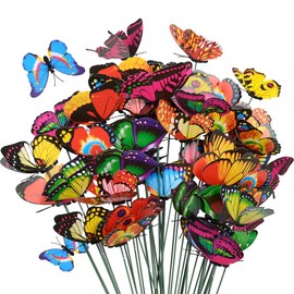 CAMATET 40 Pcs Decorative Butterfly Garden Stakes, 11.4 inch Waterproof Butterfly Picks for Flower Bouquet Arrangements, Colorful Plant Stick Kit Decorations for Patio Yard Pot (Multicolor)