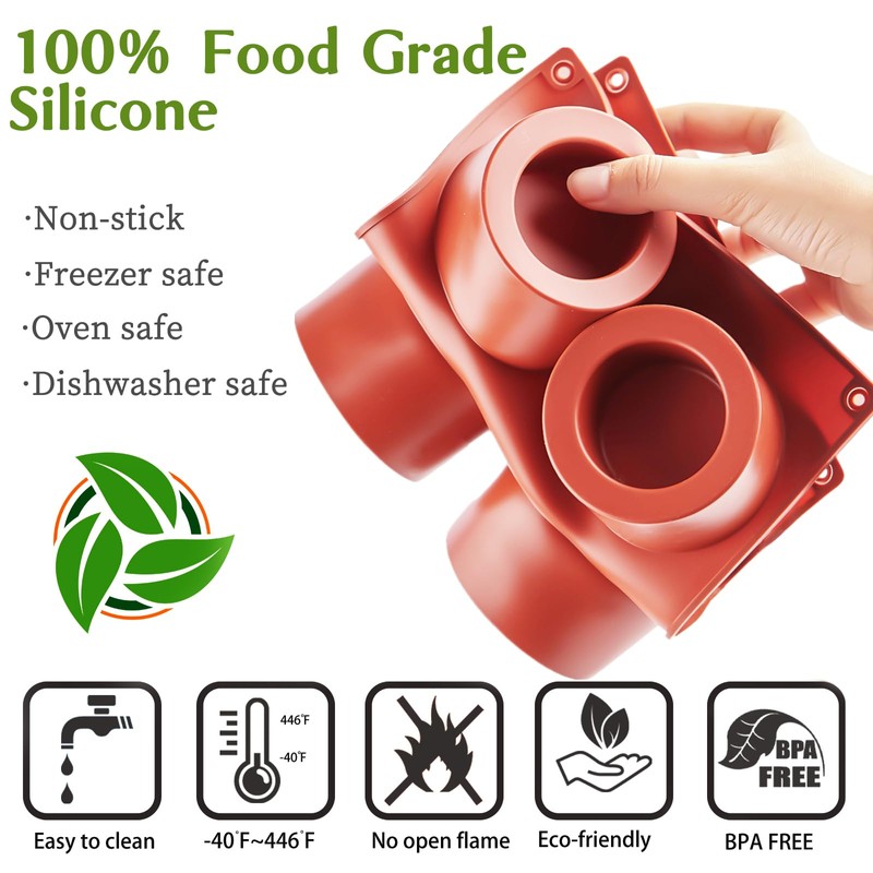 JOERSH 2Pcs Chocolate Candy Mold Silicone Round Molds for Baking