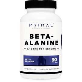 Primal- “Cápsulas de BetaAlanina 3400mg (30 Porciones, 120 Cápsulas) Suplemento, Sin Gluten y Sin OGM, 850m