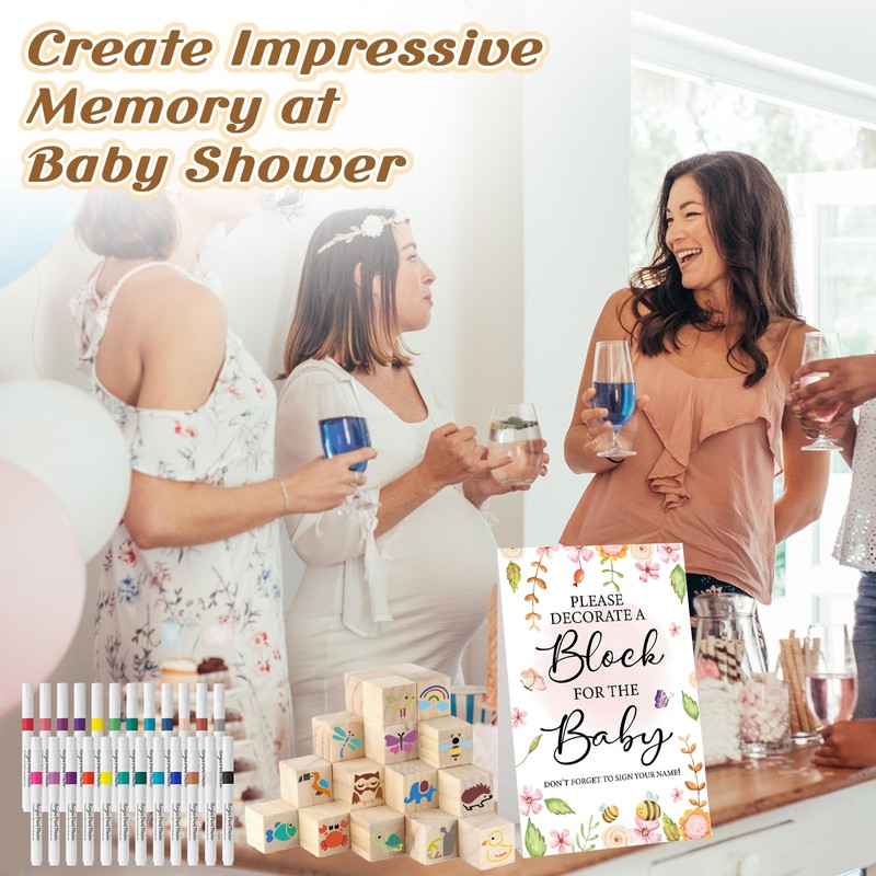 117 Pcs Baby Shower Blocks to Decorate Game Kit Includes