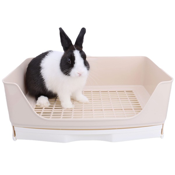 RUBYHOME RUBYHOME Oversize Rabbit Litter Box with Drawer, Corner Toilet