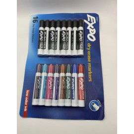 EXPO Low Odor Dry Erase Markers CHISEL TIP Assorted Colors 16 Count - 9 Colors
