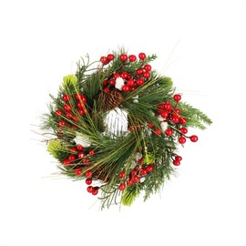com-four® Christmas door wreath - Advent wreath with pine cones, berries and leaves - Decorative wreath - Christmas decoration - Table wreath - Christmas wreath