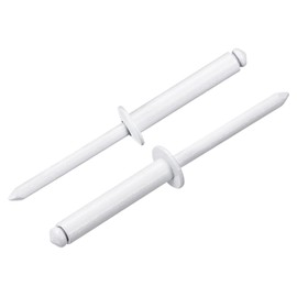 uxcell 100Pcs 3/16"x1" Aluminum Blind Rivets, Aluminum Grip and Steel Mandrel, Dome Head Long Split Rivets for Metal, Furniture, Automotive, White